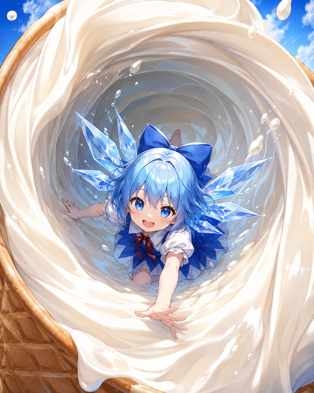 ソフトクリームを泳ぐチルノ
