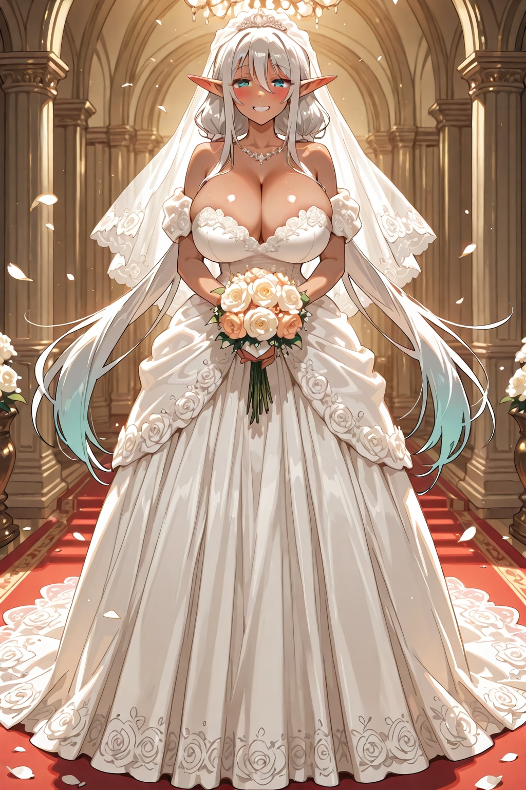 ウエディングドレス姿のエルフ