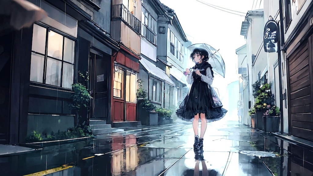 しとしとと降る雨の中