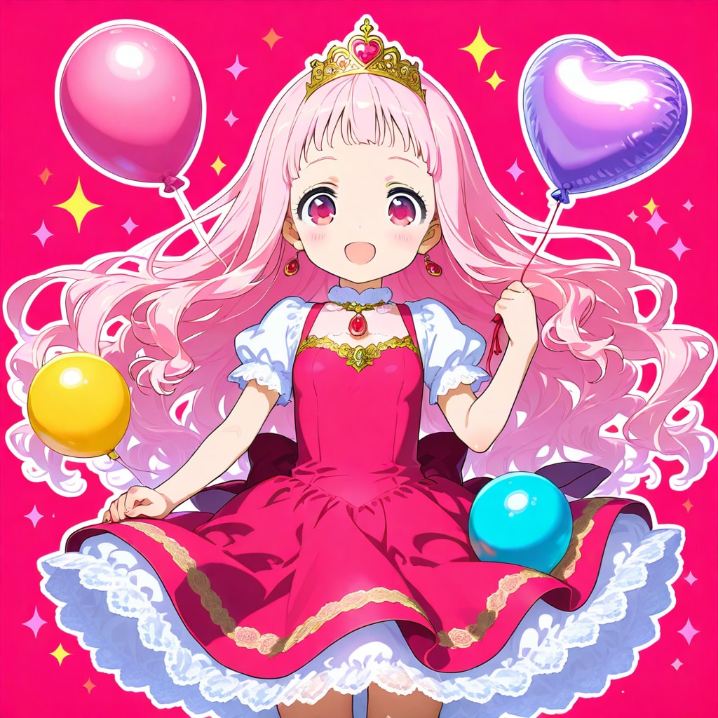 風船を膨らませて遊ぶお姫様