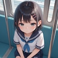 朝の電車の少女 2枚目