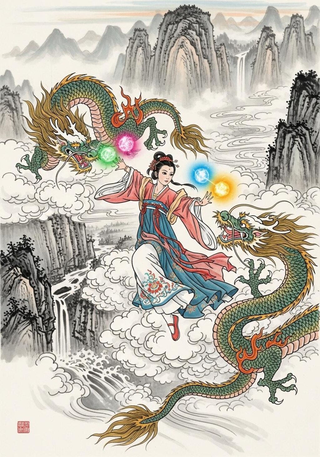 龍と戯れる仙女