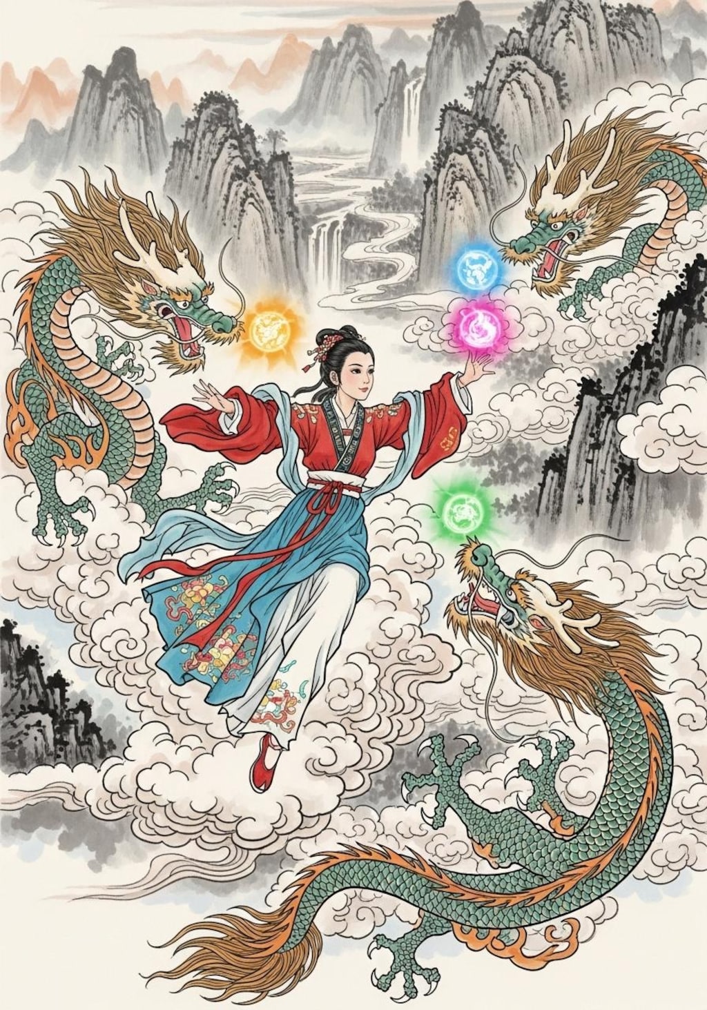 龍と戯れる仙女