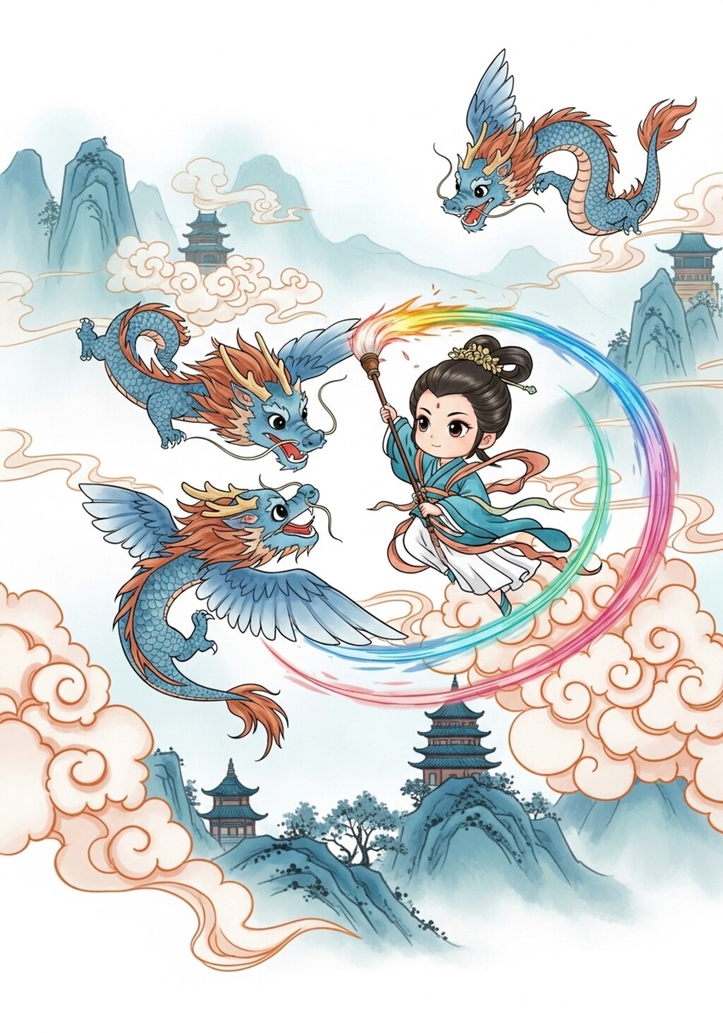 龍と戯れる仙女