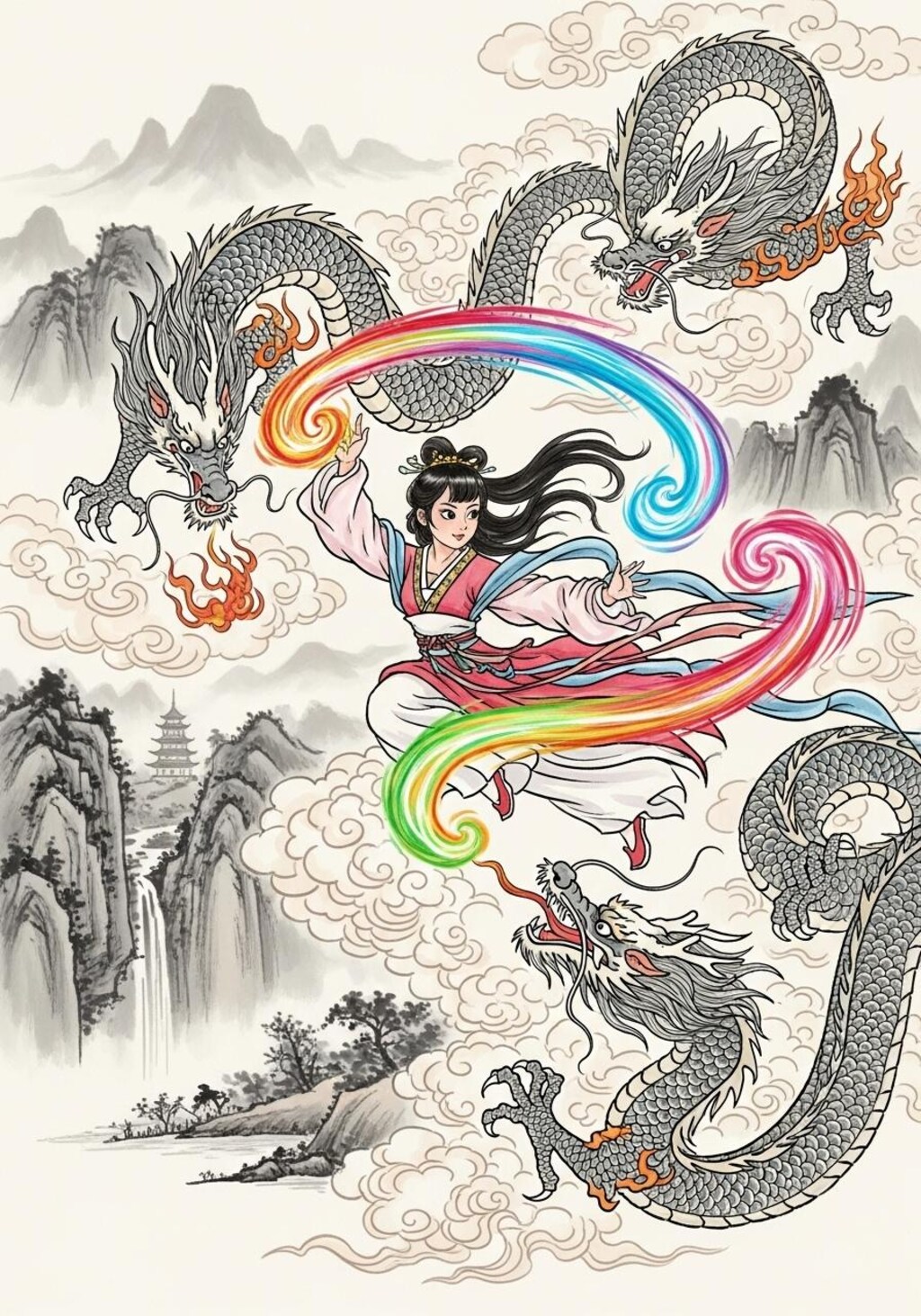 龍と戯れる仙女