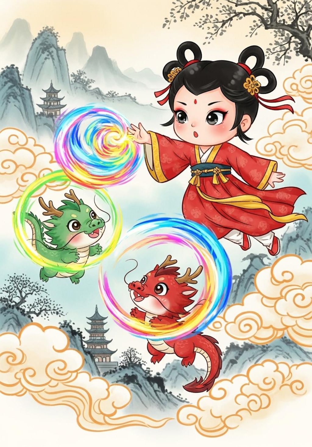 龍と戯れる仙女