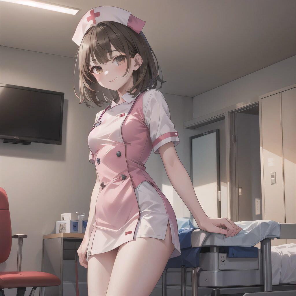 茶髪ボブで看護服の少女２