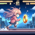 音速で輪を取るアクションゲームの小さな女の子 3枚目