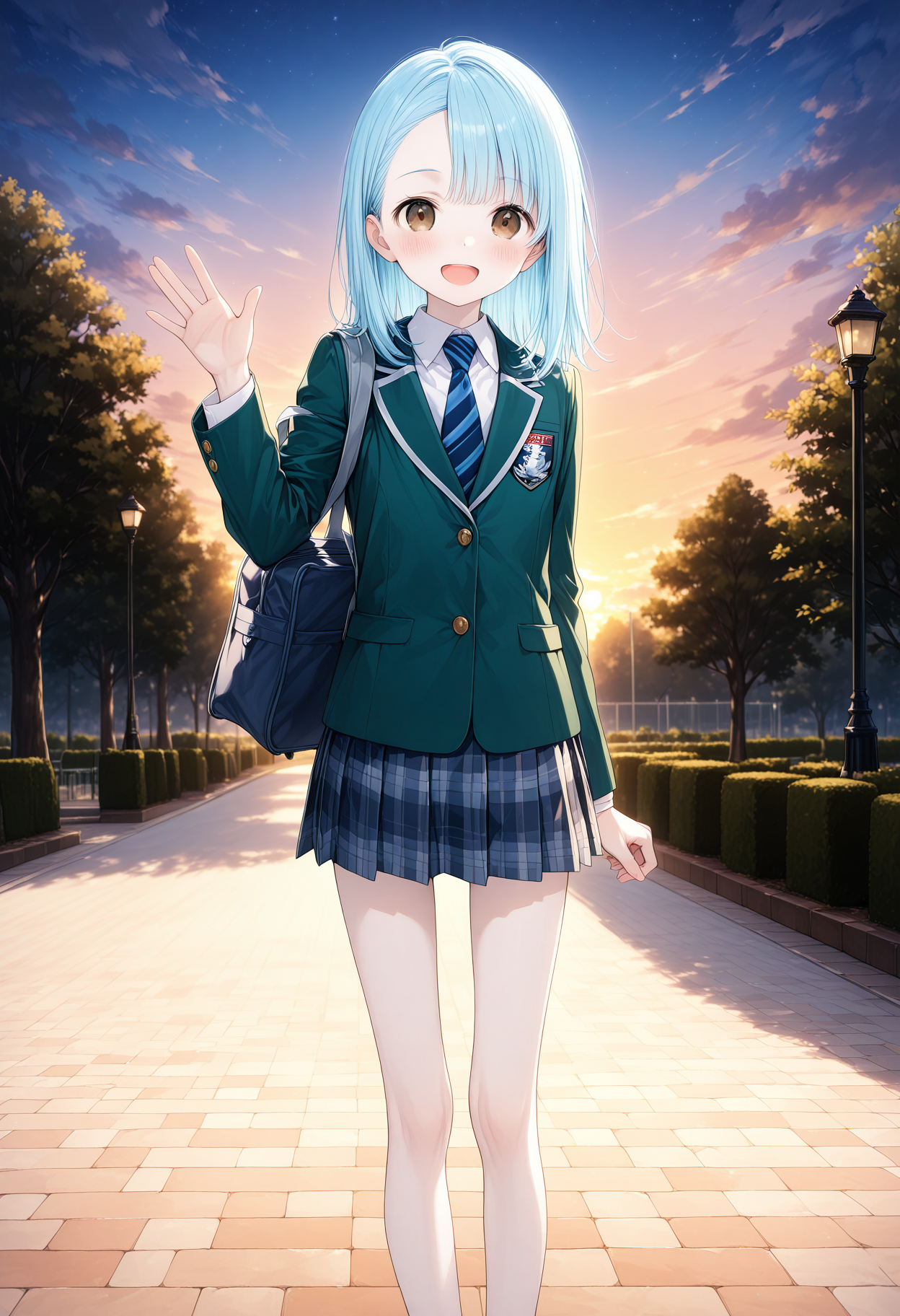 青髪JK制服 | の人気AIイラスト・グラビア