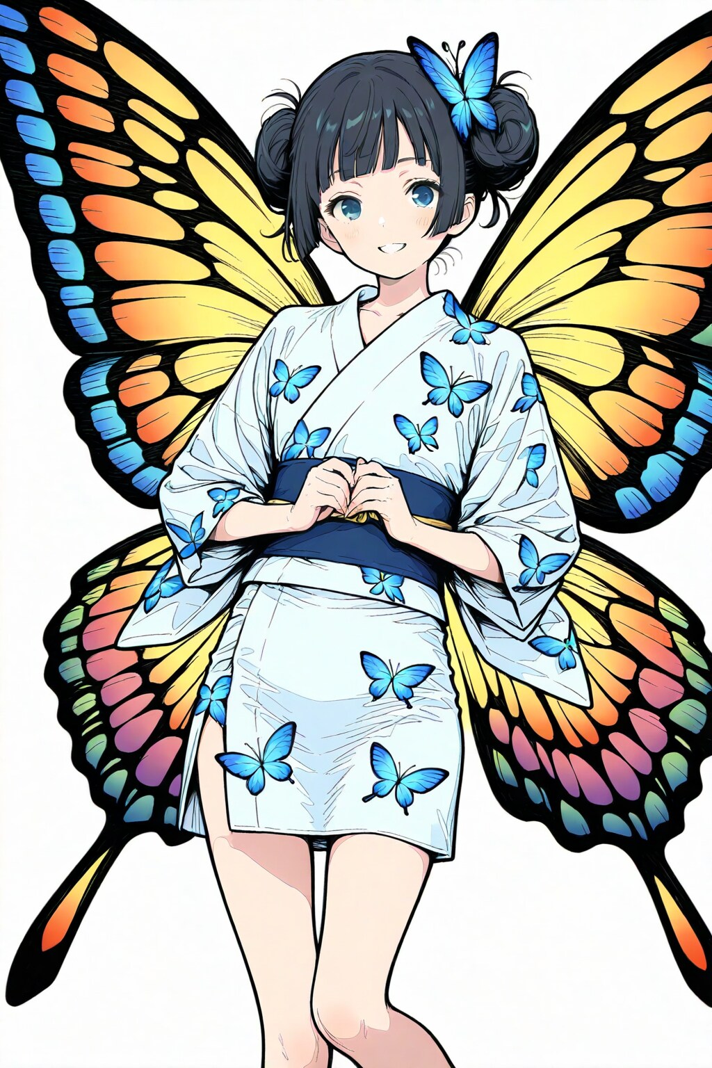 少女と浴衣と蝶