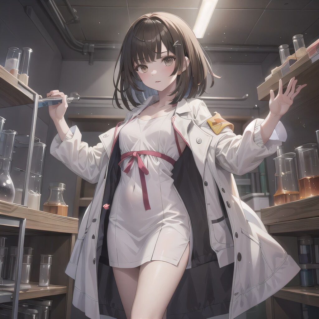 黒髪ボブで白衣の少女３