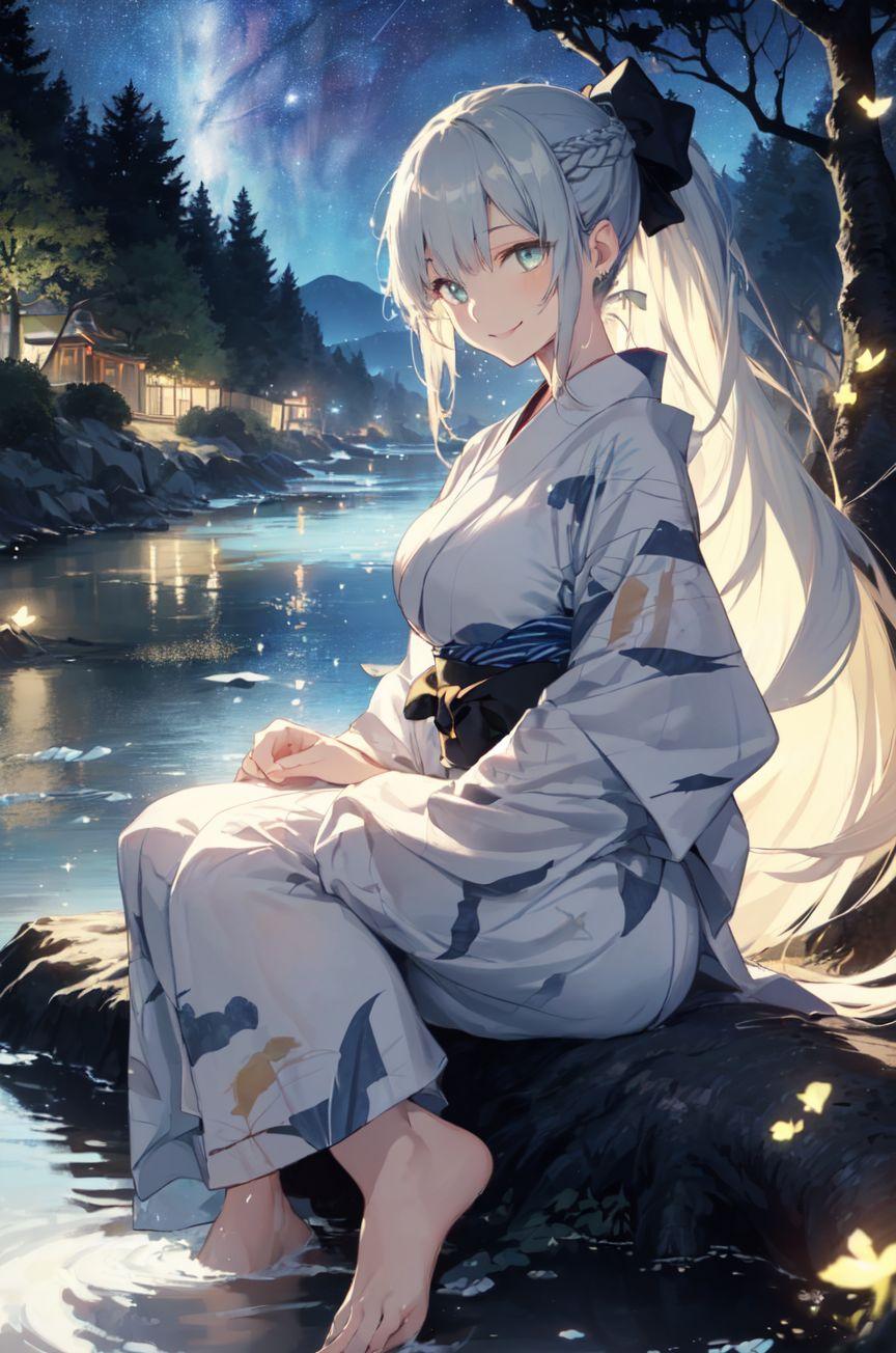 モルガンと夜の川辺で