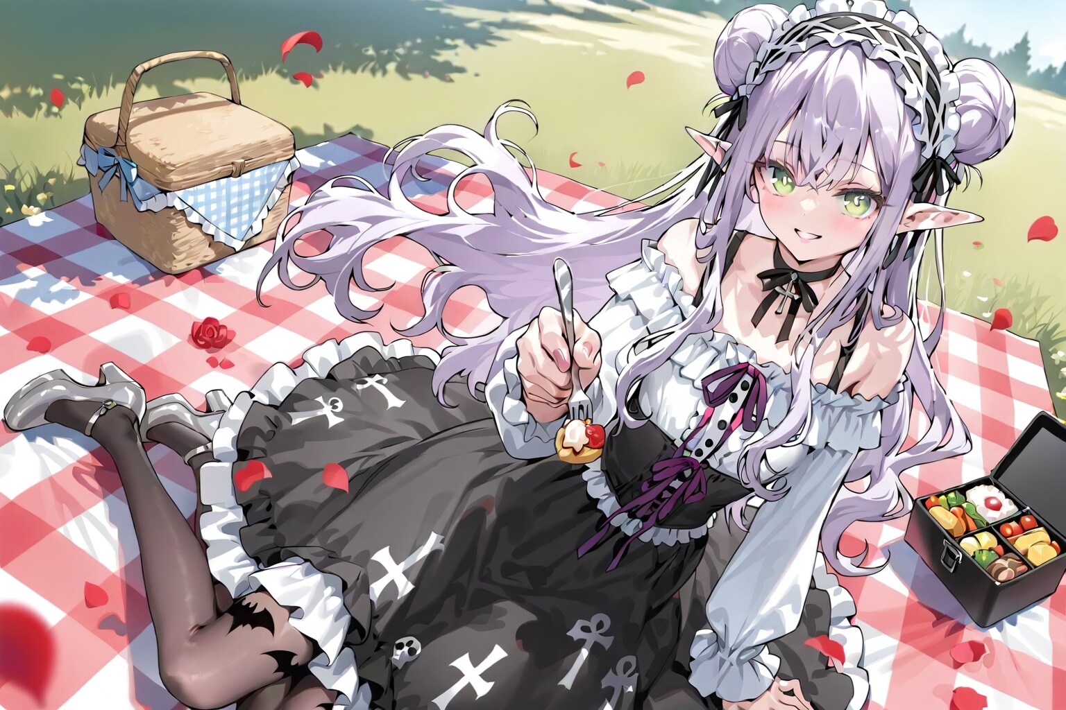 エルフなLILACちゃんとピクニック。※別衣装ver | の人気AIイラスト・グラビア