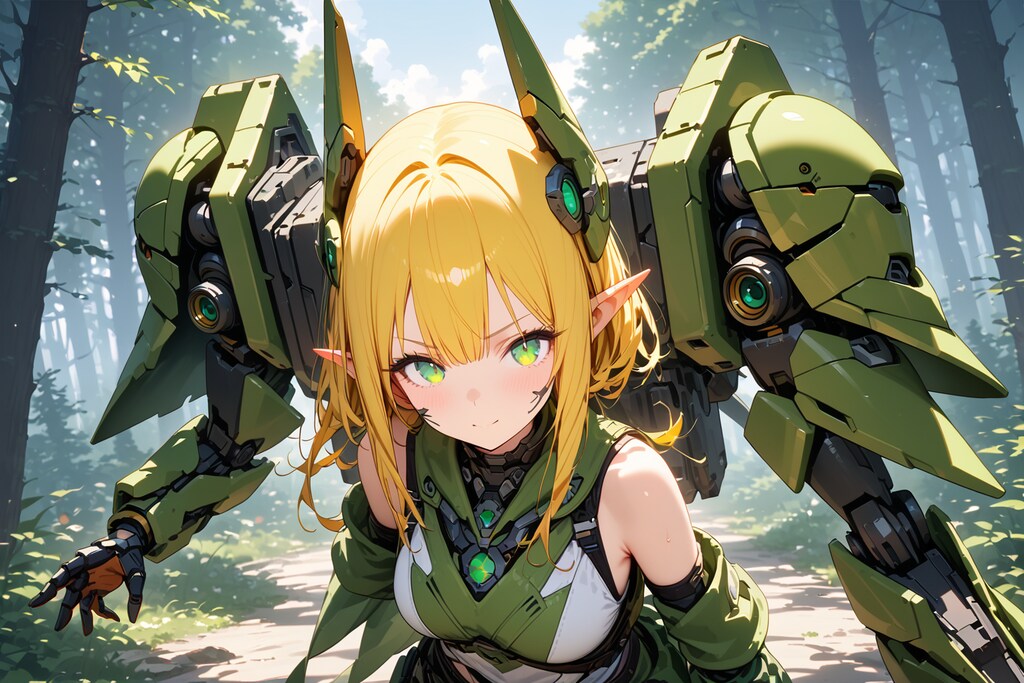 エルフさん、古代兵器を装備して敵に備える 01