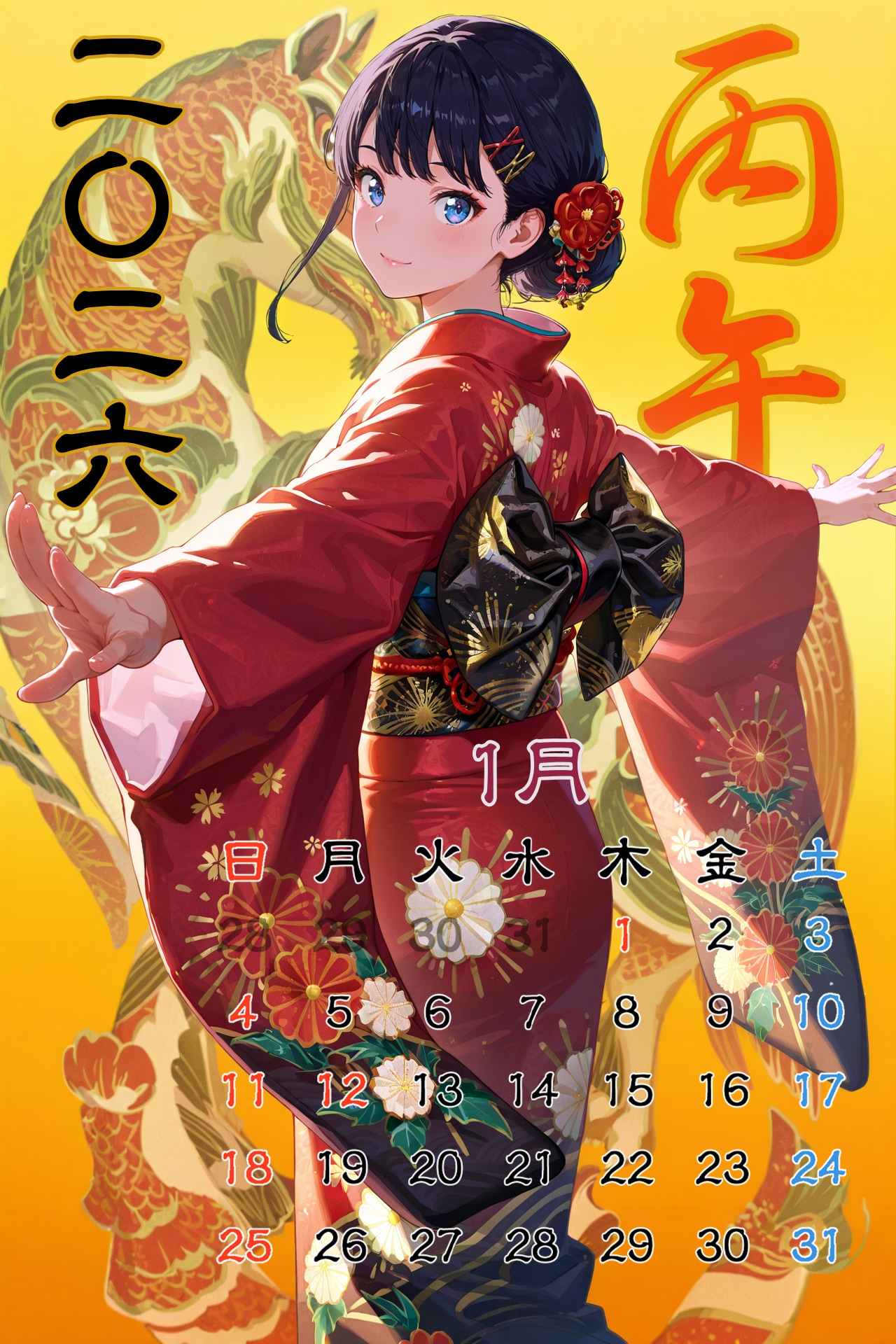 2026年１月カレンダー | の人気AIイラスト・グラビア