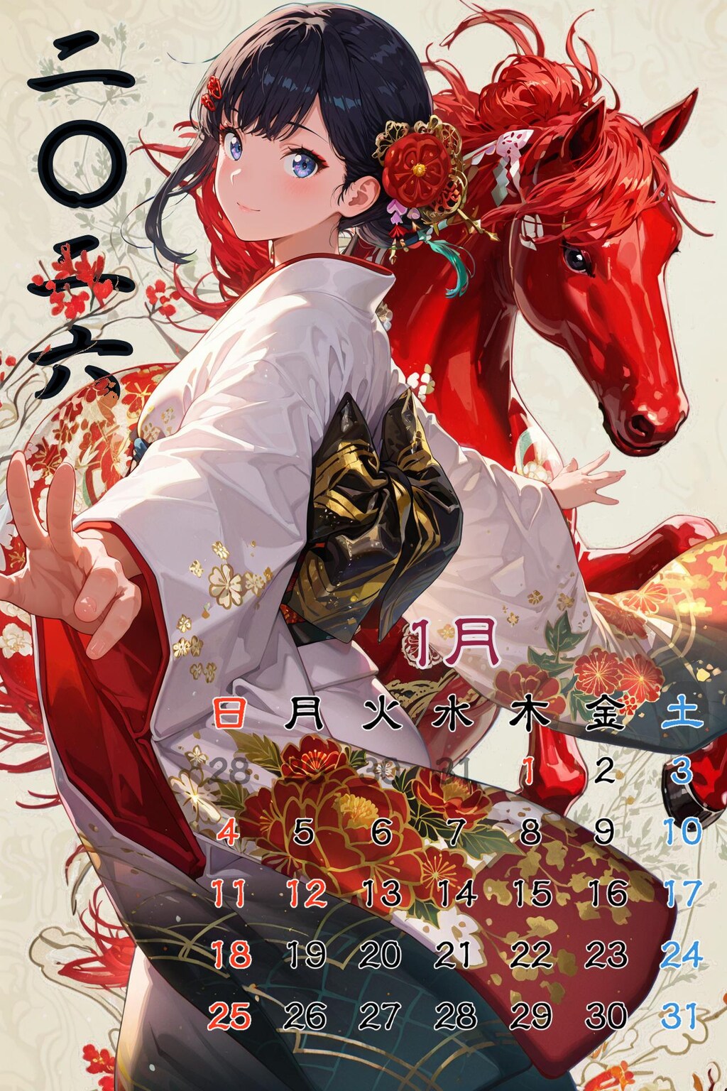 2026年１月カレンダー