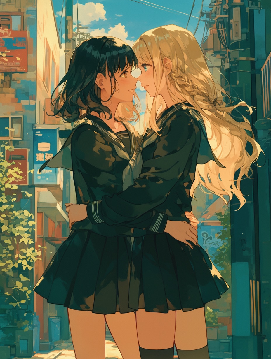 キスしたい二人のJK57 | の人気AIイラスト・グラビア