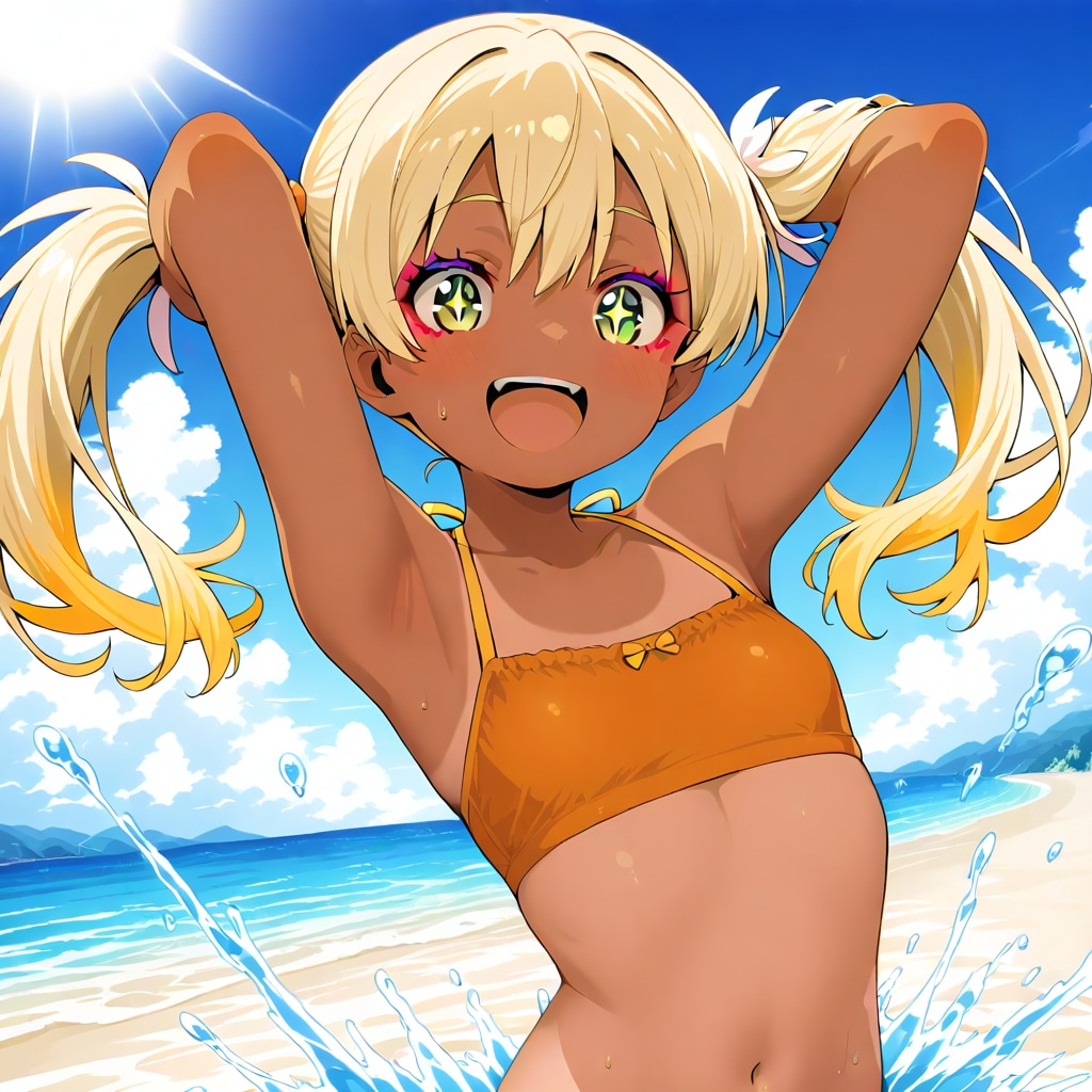 夏の浜辺て元気いっぱい
