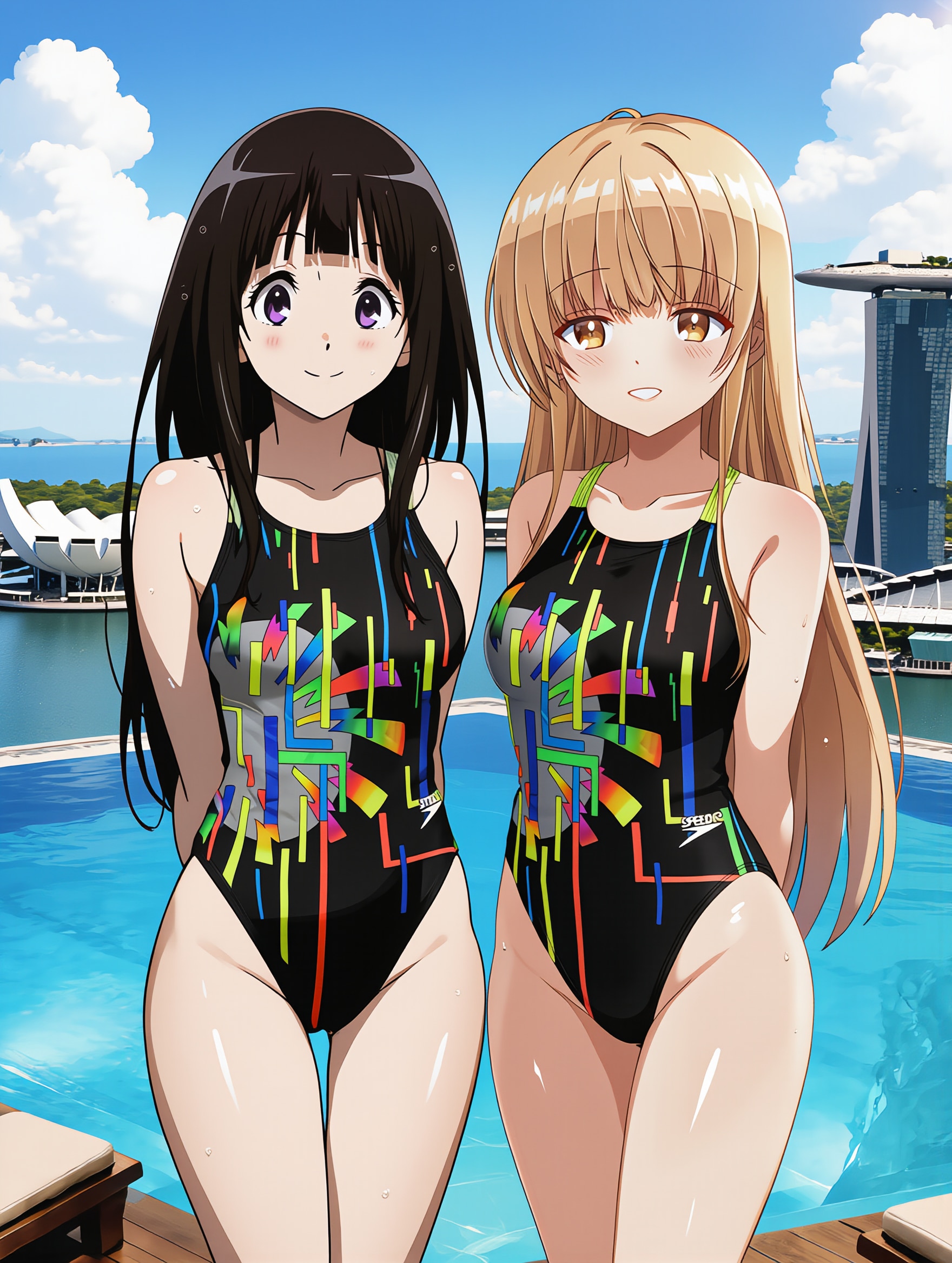千反田えると椎名真昼の競泳水着姿