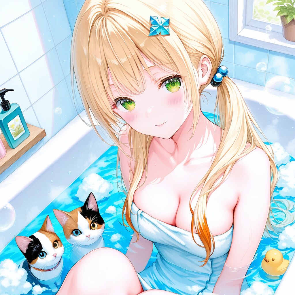 お風呂の日（2）タオルを巻いたQILINちゃん