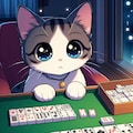 アニメ風、三白眼の猫、麻雀 8枚目