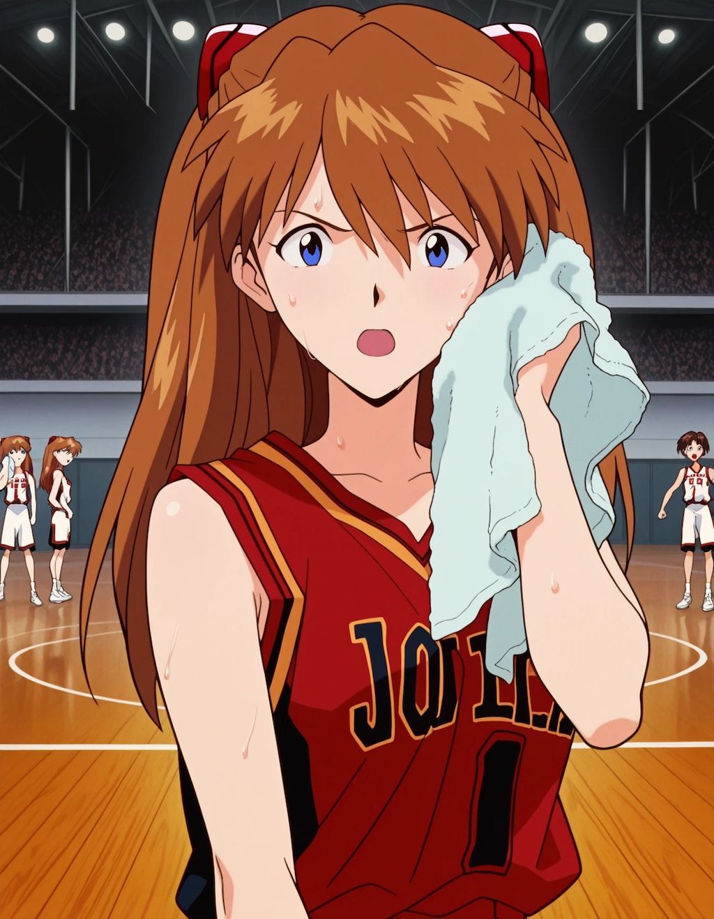 汗を拭くアスカ