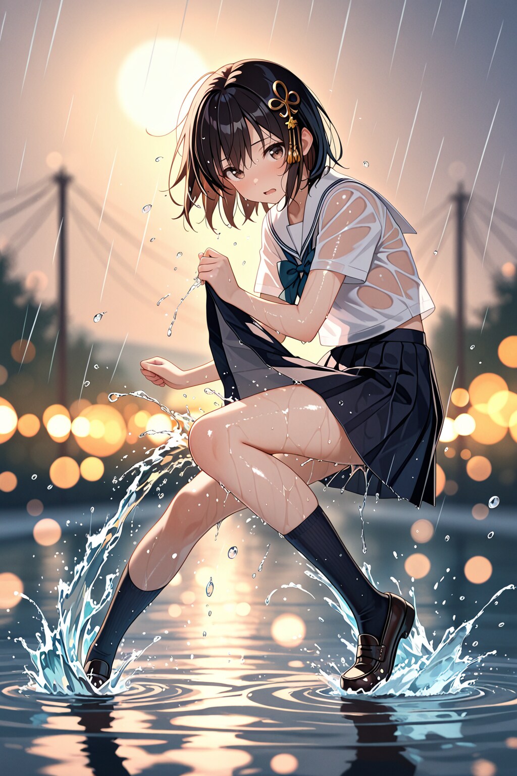 雨に濡れる女の子