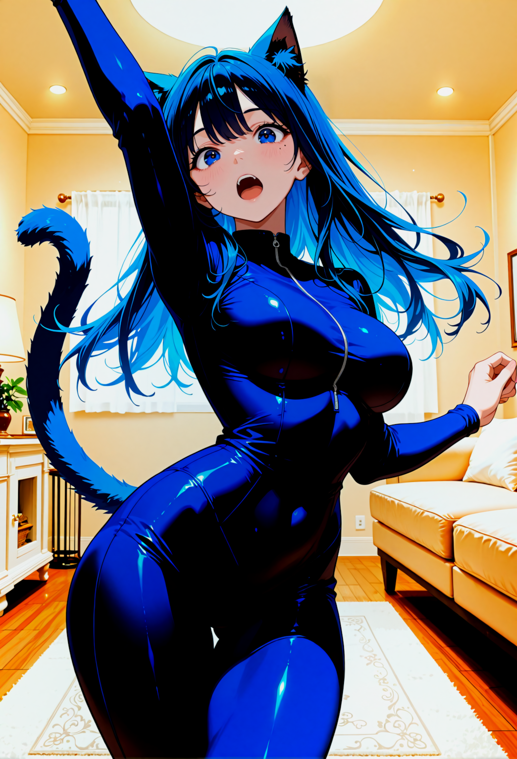 あいのブルー・ネコ耳・ジャンプ！