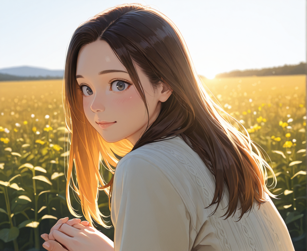 日の出と美少女