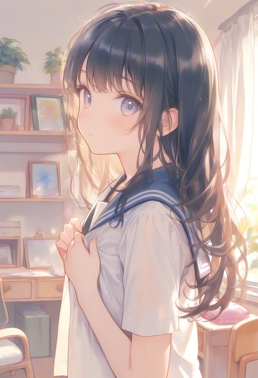 朝の支度(水彩タッチ)(2)
