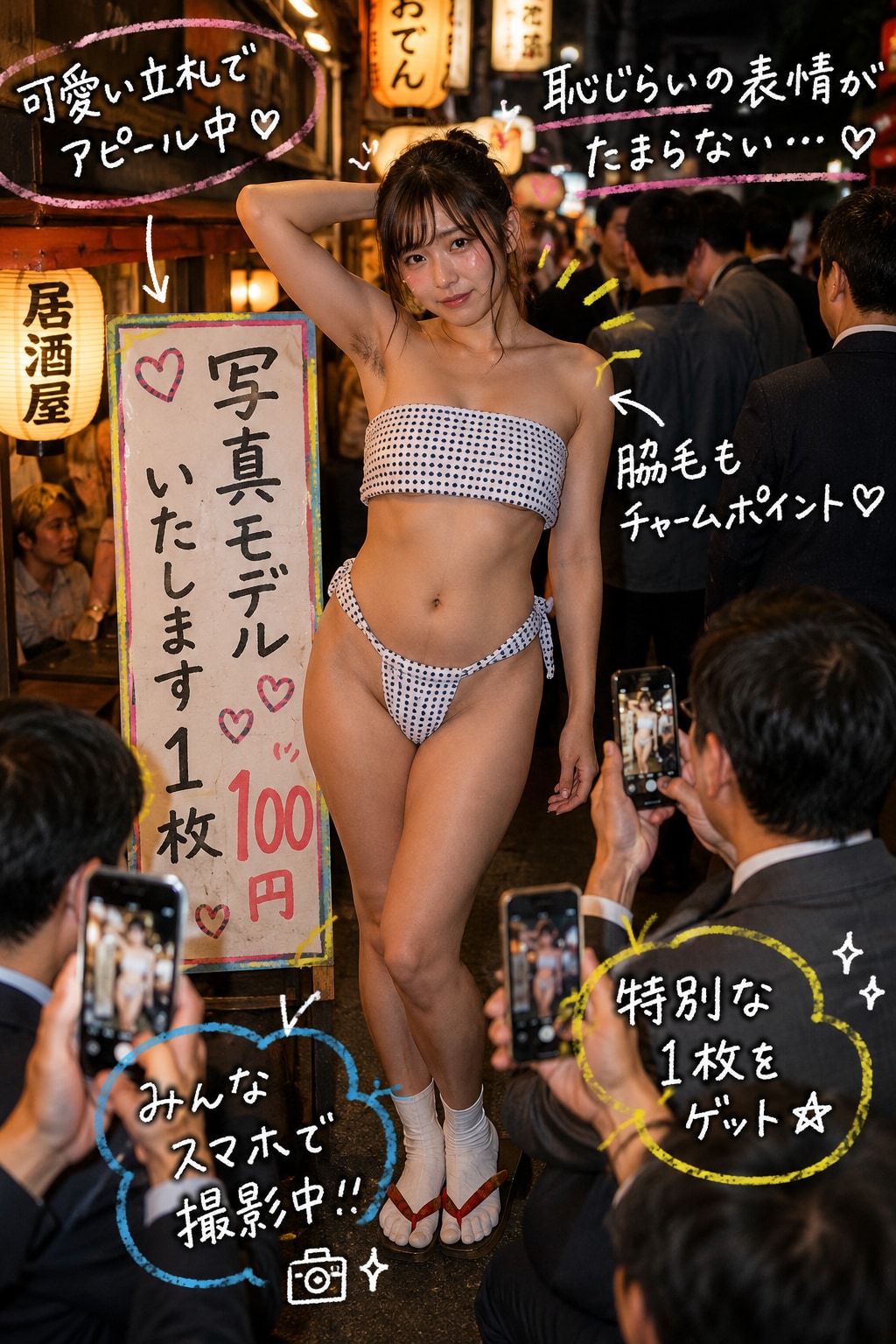 ふんどしモデルをしている変態露出狂のマゾ女