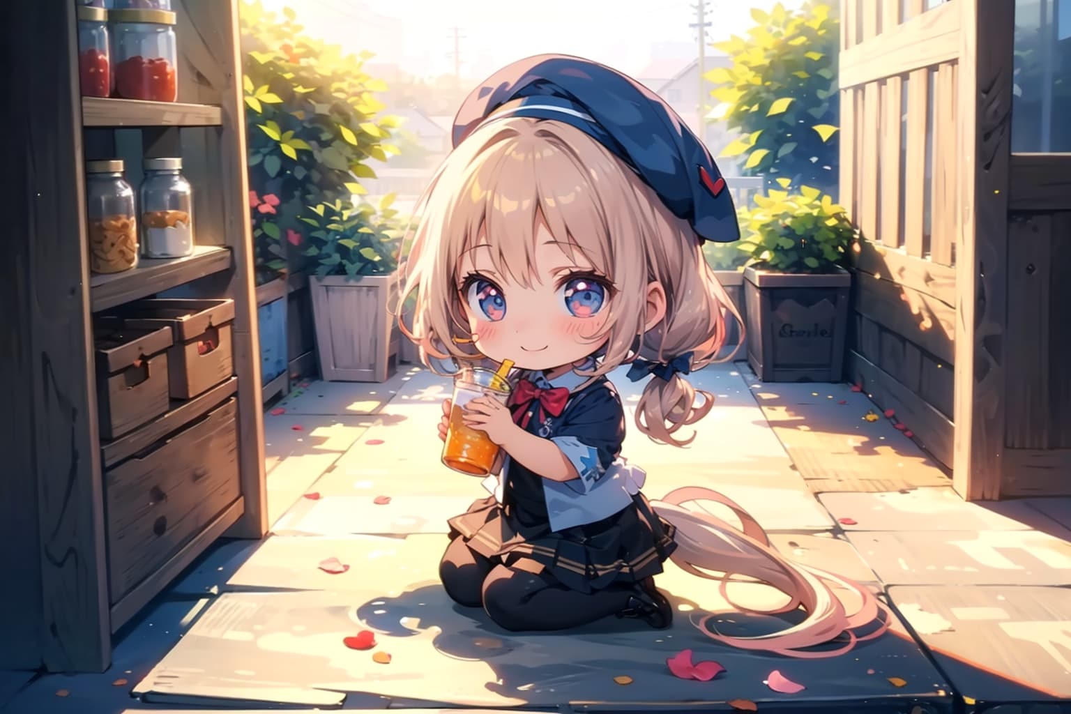 夕方頃、オレンジジュース。