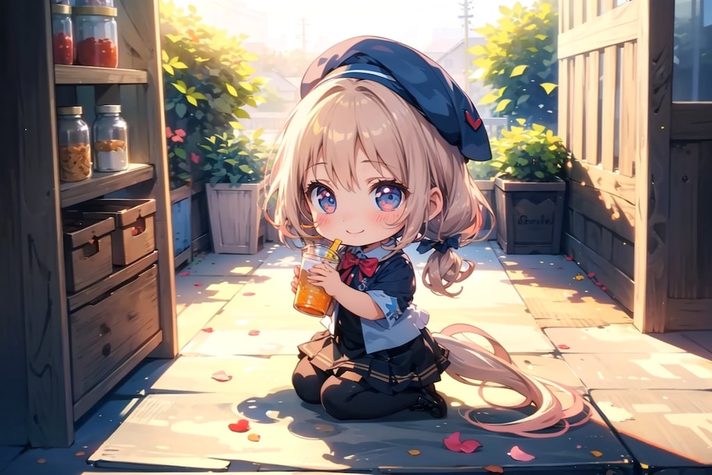 夕方頃、オレンジジュース。