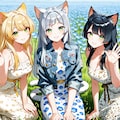 うちの子とネモフィラ園で 2枚目