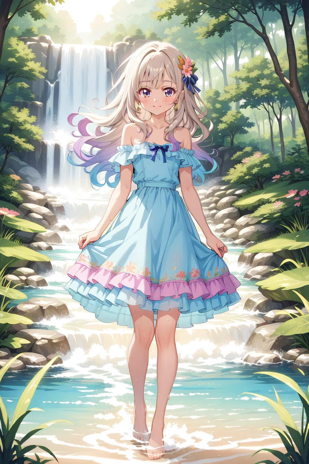 お嬢様の川遊び