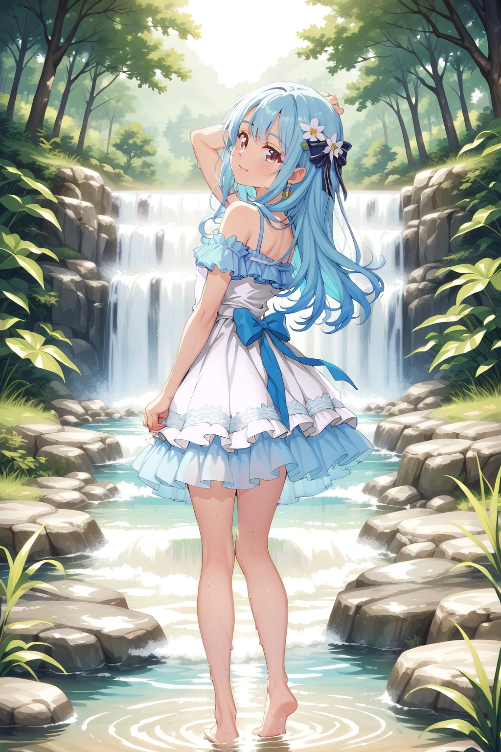 お嬢様の川遊び