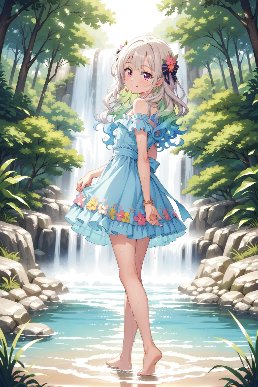 お嬢様の川遊び