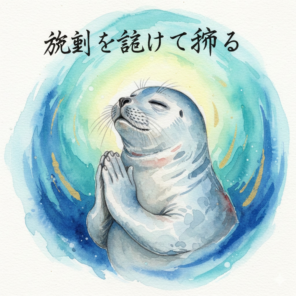 勝利を信じて祈るアザラシ