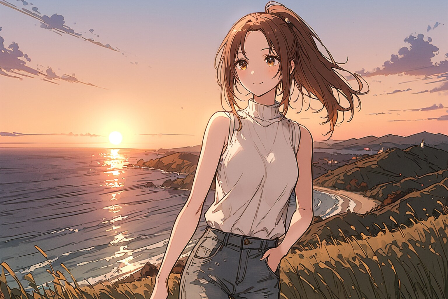 おでこちゃんと朝の散歩✨ | の人気AIイラスト・グラビア