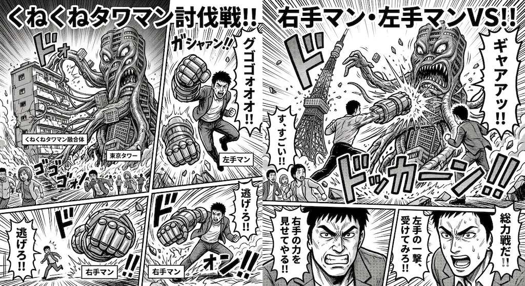 右手マン・左手マンvsくねくねタワマン