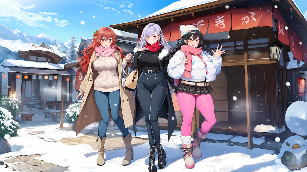 3人で雪見温泉旅館到着