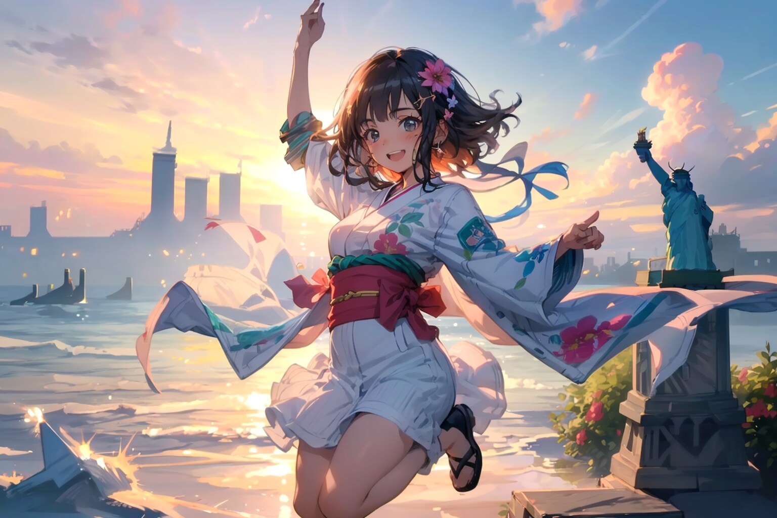 アメリカに着きました 自由の女神