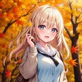 紅葉の中の少女 2枚目