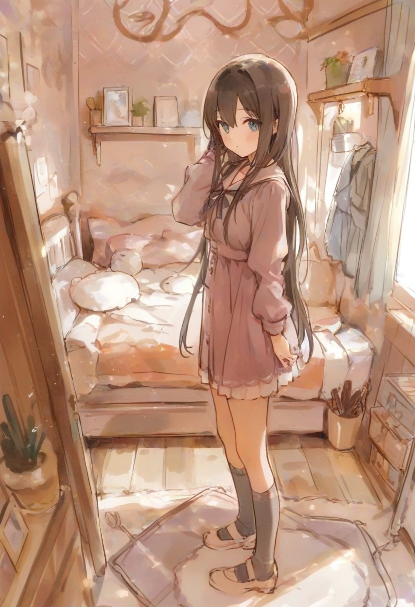 少女の部屋(水彩タッチ)(73) | の人気AIイラスト・グラビア