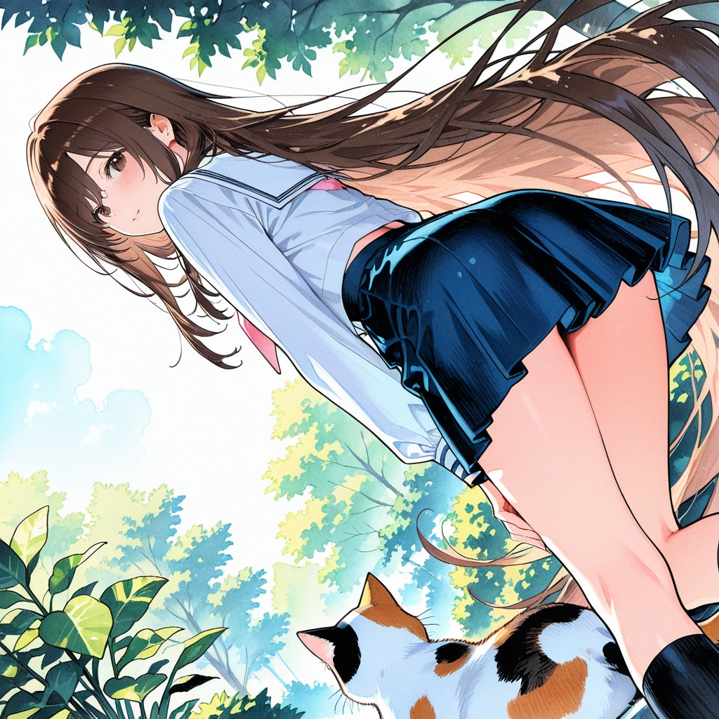 どこへ行こうか三毛殿と（２）茶髪　超ロング　PHOENIX | の人気AIイラスト・グラビア