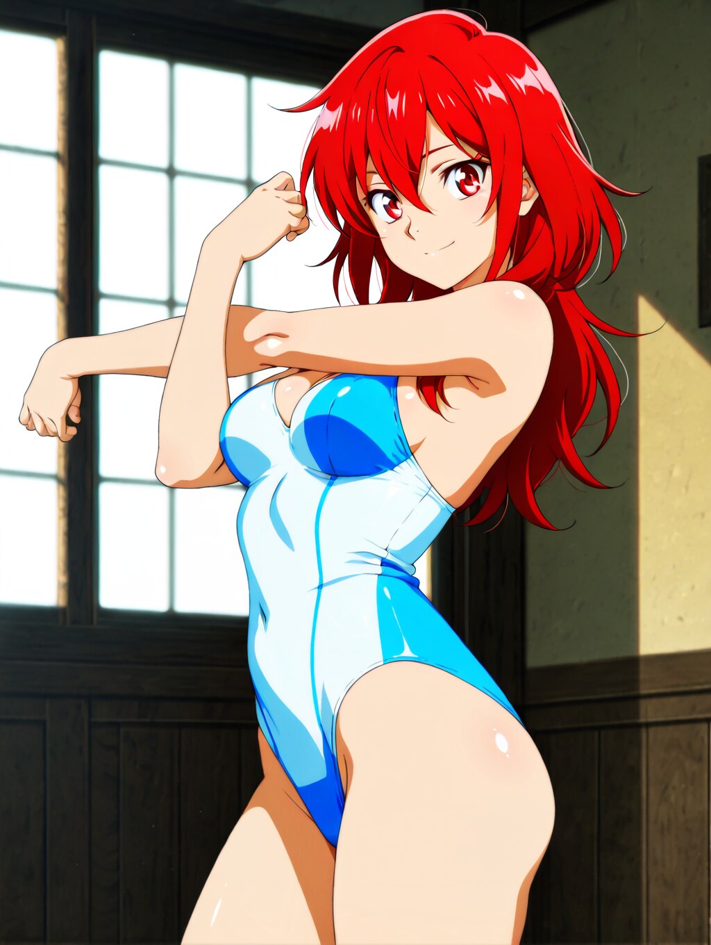 露出多めな新体操のウェアを着てる美女