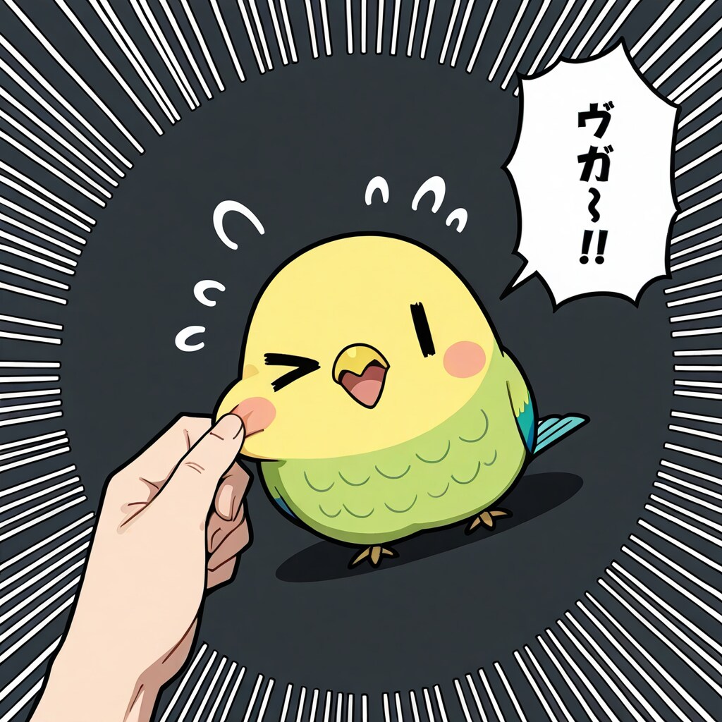 ほっぺを抓られる喋るインコ | の人気AIイラスト・グラビア