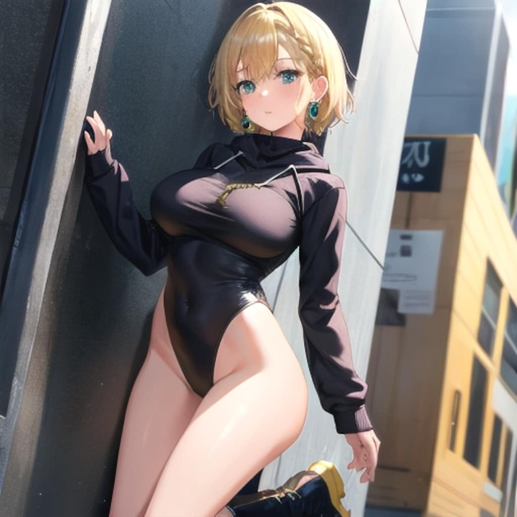 パーカーレオタード美少女