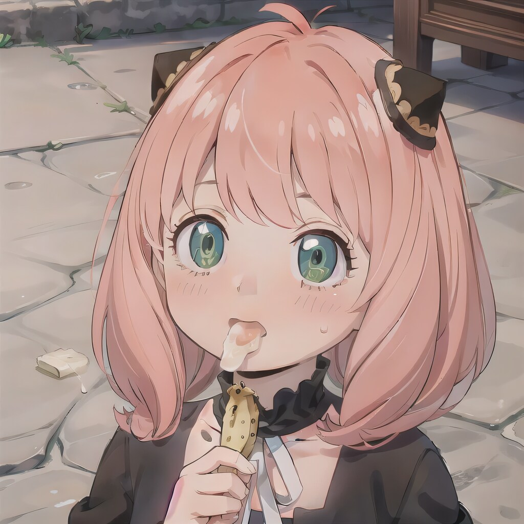 ピンク髪ボブでバナナの少女