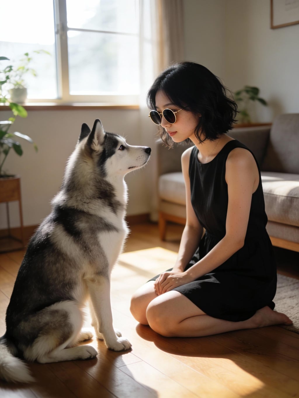 おすわり訓練中